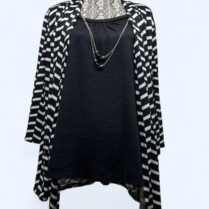 Chic Black and White Women's Cardigan